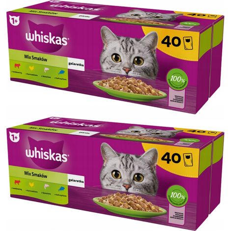 Aliment gélifié pour chats WHISKAS MIX saveurs 80 x 85 g