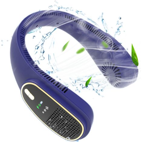 Ventilateur de cou portable sans lames, rechargeable USB, silencieux et mains libres pour sport, bureau et voyage. (1/5)