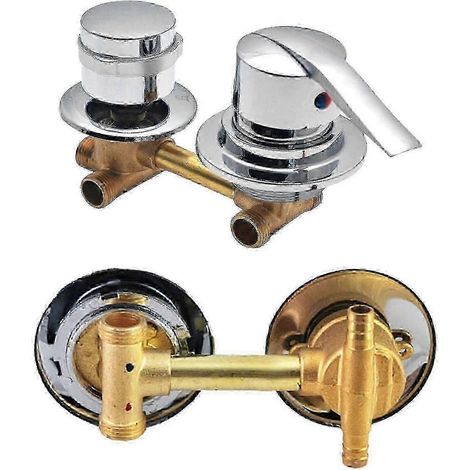 Robinet de douche en laiton à cinq voies avec inverseur fileté pour baignoire et cabine de douche, comprenant un robinet d'eau chaude et froide - 2 voies 14-14,5 cm (1/5)