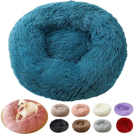 Panier Chat et Chien Anti-Stress, Coussin Apaisant Lavable, Lit Donut Grande Taille (40cm, Bleu 1) (1/5)