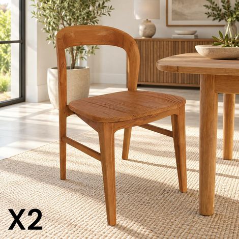 Chaise en teck massif à dossier arrondi (lot de 2) DEPOK (1/5)
