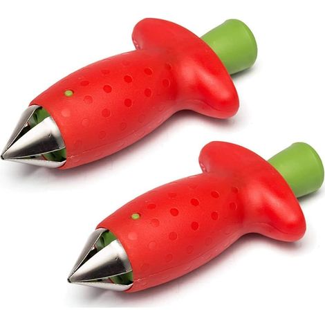 Lot de 2 agents d’épluchage et défoliation pour fraises, outil de préparation alimentaire cuisine (1/3)