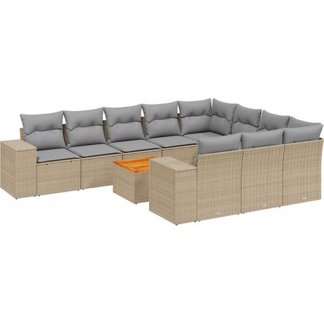 Maison Exclusive - Set de sofás de jardín 11pzas con cojines ratá (1/3)