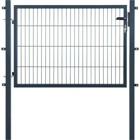 Portail de jardin extra large l 150 x H 80 cm - Anthracite RAL 7016 - Portail simple avec poteaux et cylindre de serrure - Galvanisé et revêtu par pulvérisation - Résistant aux UV et aux intempéries