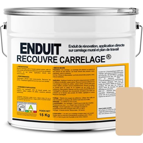 Enduit carrelage effet béton, salle de bain, cuisine, recouvre les joints, lisse et décore, sans sous-couche, prêt à l'emploi E0C3A2 15 Kg