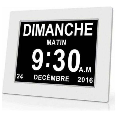 Horloge calendrier numérique One Piece 7 pouces avec date et heure, XU, Horloge Alzheimer pour parents, Rappel de médicaments pour grands-parents et enfants - Blanc - 20.414.32.4cm - (1/4)