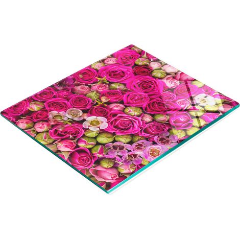 Tagliere da cucina in vetro temperato con decorazioni a rose, 60x52 cm (1/5)