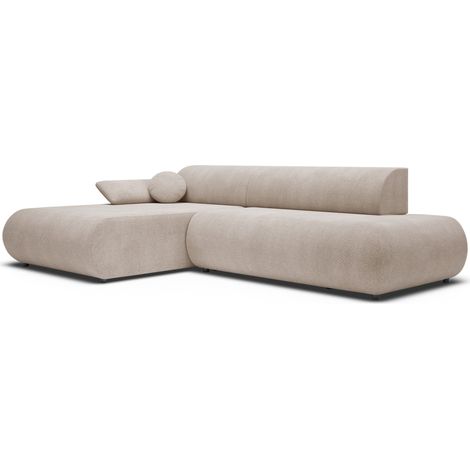 Selsey Armone – Ecksofa mit Schlaffunktion, Chenille, Ottomane links, Hellbeige