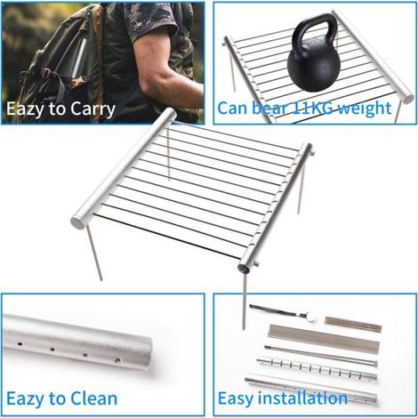 Barbecue de camping portable au charbon de bois mini barbecue démontable en acier inoxydable chromé pour pique-niques camping (1/5)
