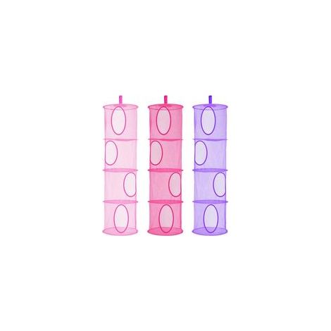 4 Tier Rangement de Peluche, Pliable 3PC Sauvegarder Le Panier de Rangement Spatial pour Chambre d'enfants, Salle de Bain, Balcon (Rosa, Rosa Rouge, Viola) (1/5)
