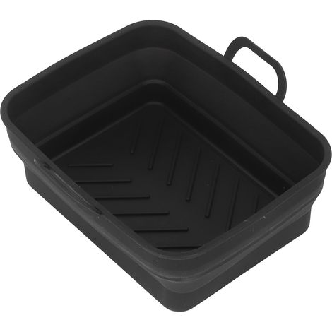 Plaque de cuisson rectangulaire en silicone noir pour autocuiseur à air chaud, accessoire de cuisine. (1/5)