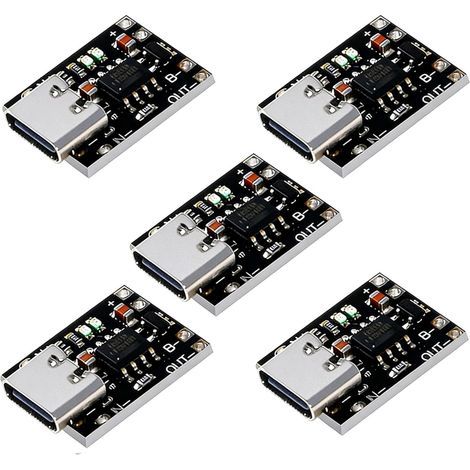 Stück USB-C Li-Ionen-Lithium-Lademodul 1A 3,7V mit Schutz 18650 Akku-Lademodul (1/5)