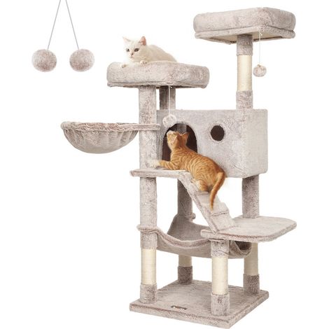 Grand arbre à chat 135 cm – Avec revêtement doux, idéal pour grands chats (1/5)