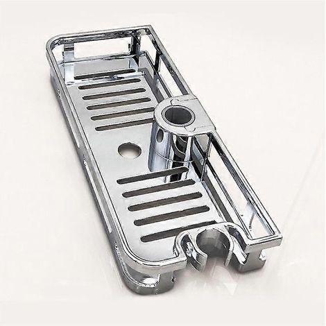 Support de douche sans perçage avec barre de levage, étagères et rangement pour poteau de douche, accessoire de salle de bain, plateau à shampoing et accessoires de salle de bain (1/5)