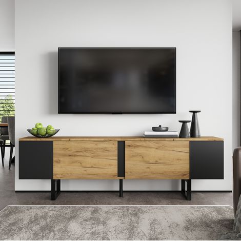 Mobile TV 180 x 40 x 55 cm in truciolare effetto legno e nero - CHICFURN (1/5)