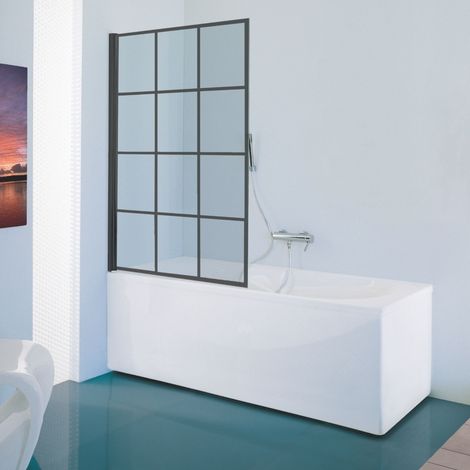 Siro - Box doccia per vasca con anta a battente L.80 cm nero