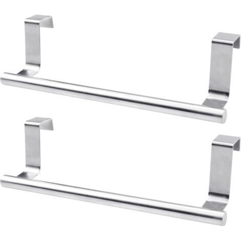 ALLIANDIS2 Pièces (23cm, Argent) Porte Serviette de Porte, Porte Serviette Salle de Bain sans Percage, Rail de Suspension en Acier Inoxydable pour Porte Torchons Cuisine (1/5)