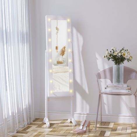 Armoire à bijoux éclairée avec miroir - Rangement ajustable pour colliers, bracelets, bagues et boucles d'oreilles (1/5)