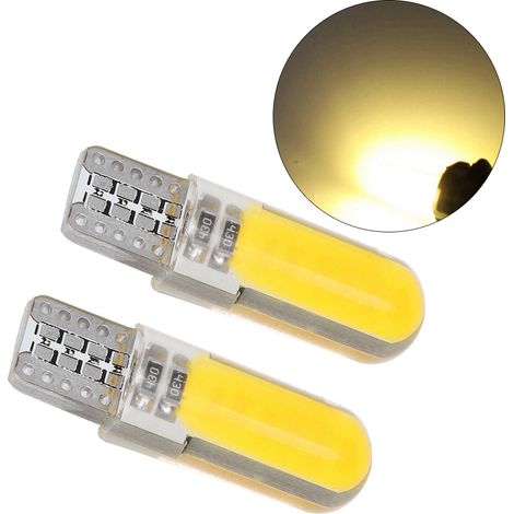 Lot de 10 Ampoules T10 COB Double Face Silicone, Lampe de Position Auto, Feu de Stationnement Latéral (Jaune) (1/5)