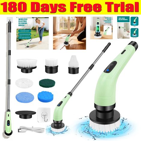Brosse de nettoyage électrique sans fil 7 en 1 à rotation, pour salle de bain