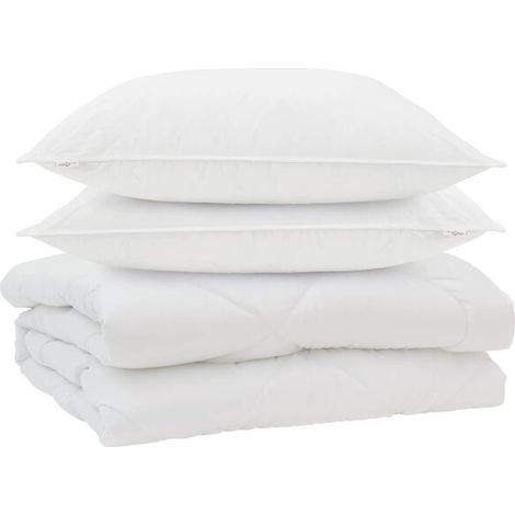 Ensemble couette et oreiller en duvet, ensemble 3 pièces, microfibre blanche. (1/5)