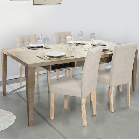 Lote de 4 sillas de comedor tapizadas POLGA beige