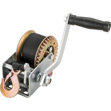 Treuil manuel pour remorque de bateau, 800 lb, treuil à cliquet à manivelle à commande manuelle avec sangle noire de 16 pieds (5 m) pour remorques ATV UTV bateau camion de remorquage marin robuste (1/5)