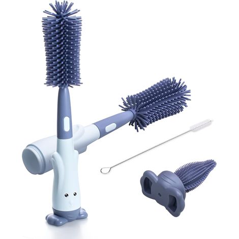 Goupillons silicone biberon et tétine, brosse nettoyage bouteille bébé flexible, accessoires entretien alimentation enfant, nettoyage hygiénique facile (1/5)