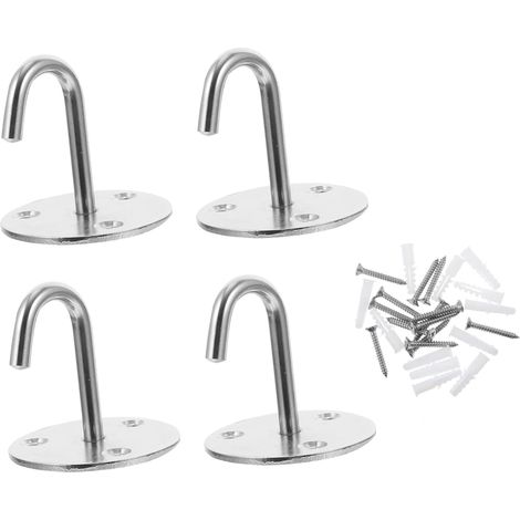 4 crochets à vis plafond, inox, pour suspension et rangement (1/5)