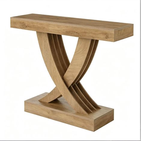 Table d'appoint avec piètement en X en MDF robuste 110 cm - style campagne rustique (1/5)