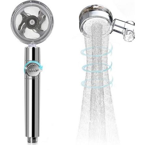 Brauseköpfe, Handbrause, Duschkopf, Booster-Köpfe, Duschköpfe, Bad-Accessoires, Abnehmbarer Turbo-Hochdruck-Duschkopf, Silber, KINSI (1/5)