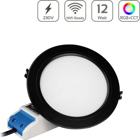 MiBoxer RGB+CCT LED Einbaustrahler rund 12W Ø180mm 2.4GHz WiFi ready FUT066 - Farbe: schwarz