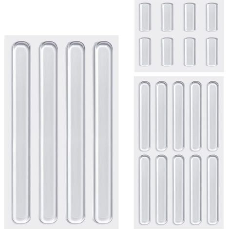 Tampon Adhésif Silicone - Tampon Pour Porte De Meuble - 14 Pièces - Bande 150x15x3 mm Et 63x10x2,5 mm - Transparent (1/5)