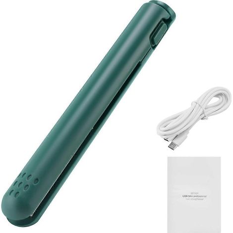 Mini lisseur pour cheveux lisses et bouclés, vert, idéal pour les étudiants.
