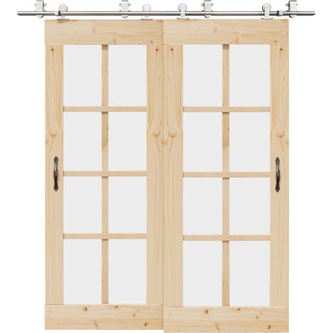Schiebetür-Beschlagsatz 200 cm Edelstahl Silbern vidaXL (1/5)