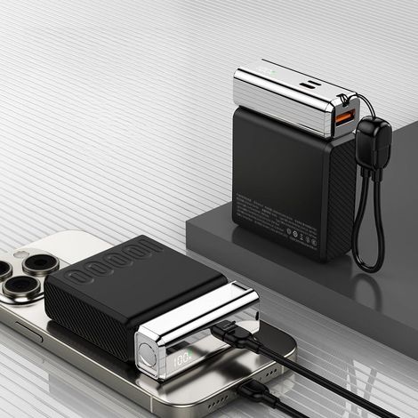 22,5-W-Powerbank mit 10.000 mAh, ultraschnelles Laden mit integriertem Kabel, tragbarer Mini-Schnelllader mit hoher Kapazität und bidirektionaler Ladefunktion (1/5)