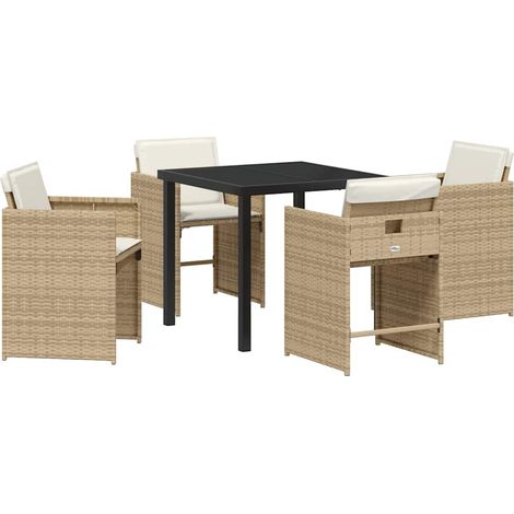 Ensemble de salle à manger pour jardin 5 pcs,Salon de jardin Beige Poly rotin CFW83935 (1/5)