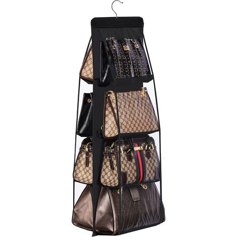 Sac de rangement suspendu, 8 compartiments, support de garde-robe, sac de rangement pour collations, sac anti-poussière pour chapeaux et vêtements (1/5)