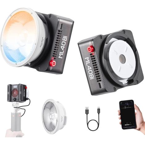 Lampe LED Vidéo Bicolore Portable, Aimantée LED Projecteur 2800K-6500K, CRI 96+, TLCI 97+, Batterie Intégrée, 11 FX, Contrôle App, pour Vlog/Streaming/Voyage (1/5)