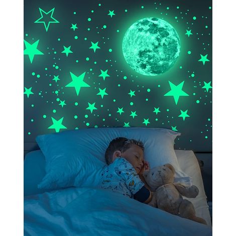 Pegatinas de estrellas - Pegatinas de pared infantiles - Ideales para decorar el techo de la habitación infantil - Verde fosforescente (1/5)