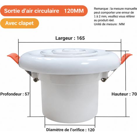Bouche diffuseur d'aération circulaire 120 mm n°41 blanc avec filtre et ressorts 41 120mm blanc 16,5 × 16,5 × 7 cm 130 g – Livraison gratuite