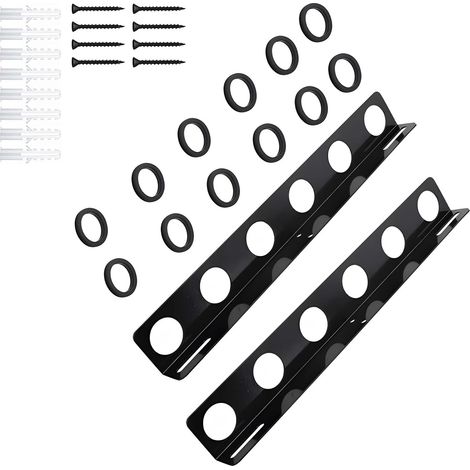 Lot de 2 supports à outils pratiques en acier pour remorque utilitaire avec inserts en caoutchouc antidérapants pour atelier ou garage, support de pelle pour camion (1/5)