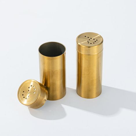 Gewürzstreuer aus goldfarbenem Edelstahl – 2er-Set rostfreie Schraubverschluss-Gewürzstreuer für Salz, Zucker, Pfeffer und mehr (1/5)