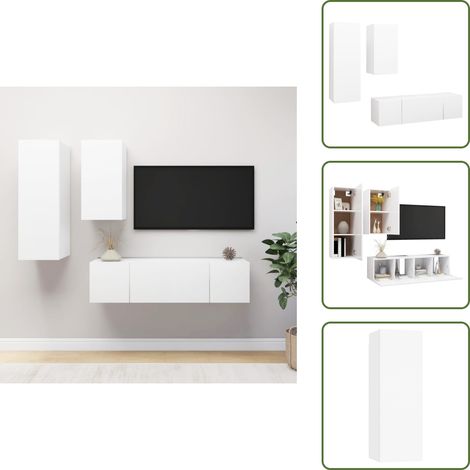 The Living Store Ensemble de meubles TV 4 pcs Blanc Bois d'ingénierie - Meuble TV moderne (1/5)