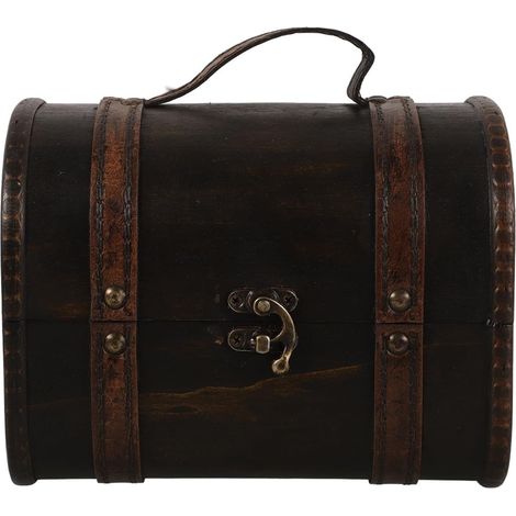 Boîte à Bijoux en Bois Vintage Noire avec Poignée et Serrure, Structure Robuste, Capacité Adaptée pour Protéger Boucles D'oreilles et Montres, Rangement Élégant Maison (1/5)
