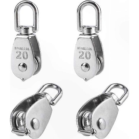 20-mm-Edelstahl-Heberollen, 4er-Set, silber, robustes Einzelrollensystem zum Anschlagen und Heben (1/5)