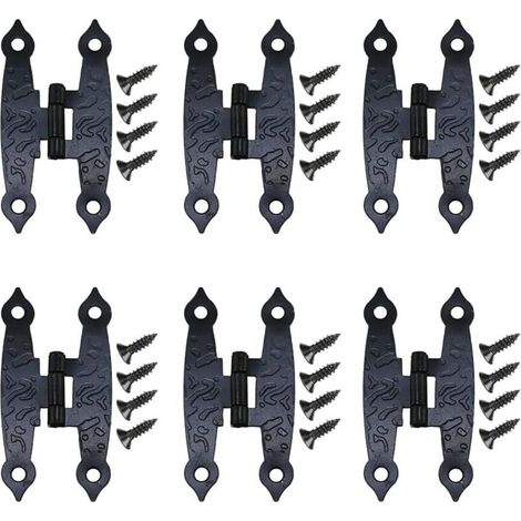 10 Pièces Antique Noire Armoire Porte Bagages Charnières Hinges Décoration Hinges avec Vis Charnières en Métal Charnière à Fleurs Quincaillerie Ancienne Charnières (1/5)