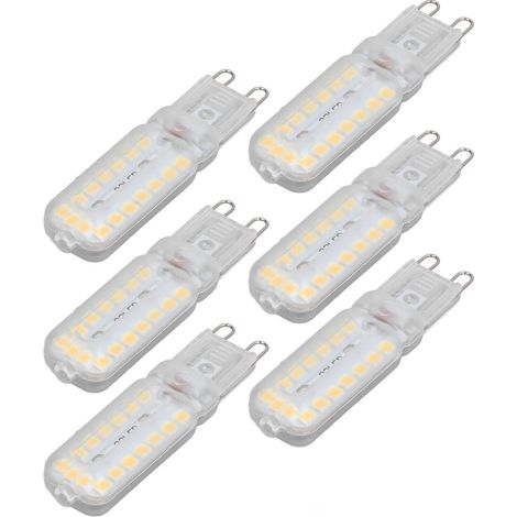 Lot de 6 ampoules LED G9 7W à intensité variable, éclairage 360°, blanc chaud, 220-240V, pour lampes murales, de bureau ou d'armoire (1/5)