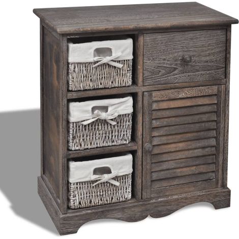 Commode à 3 paniers, marron (1/5)