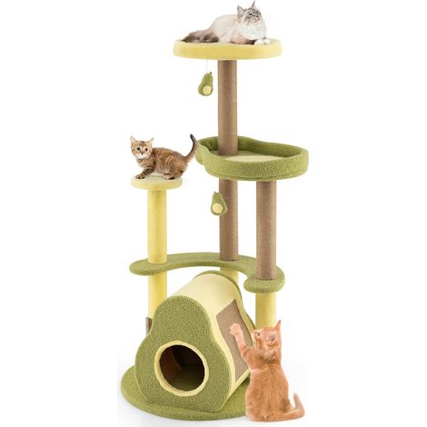 COSTWAY Avocado Cat Tree Multi-level Cat Tower w/ Private Condo-Green (1/5)